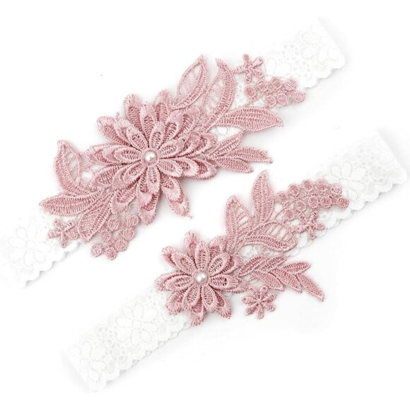 🆕Women Pink Garters Bride Wedding Garter Thigh Wedding Garter Set for Brid - Picture 1 of 6